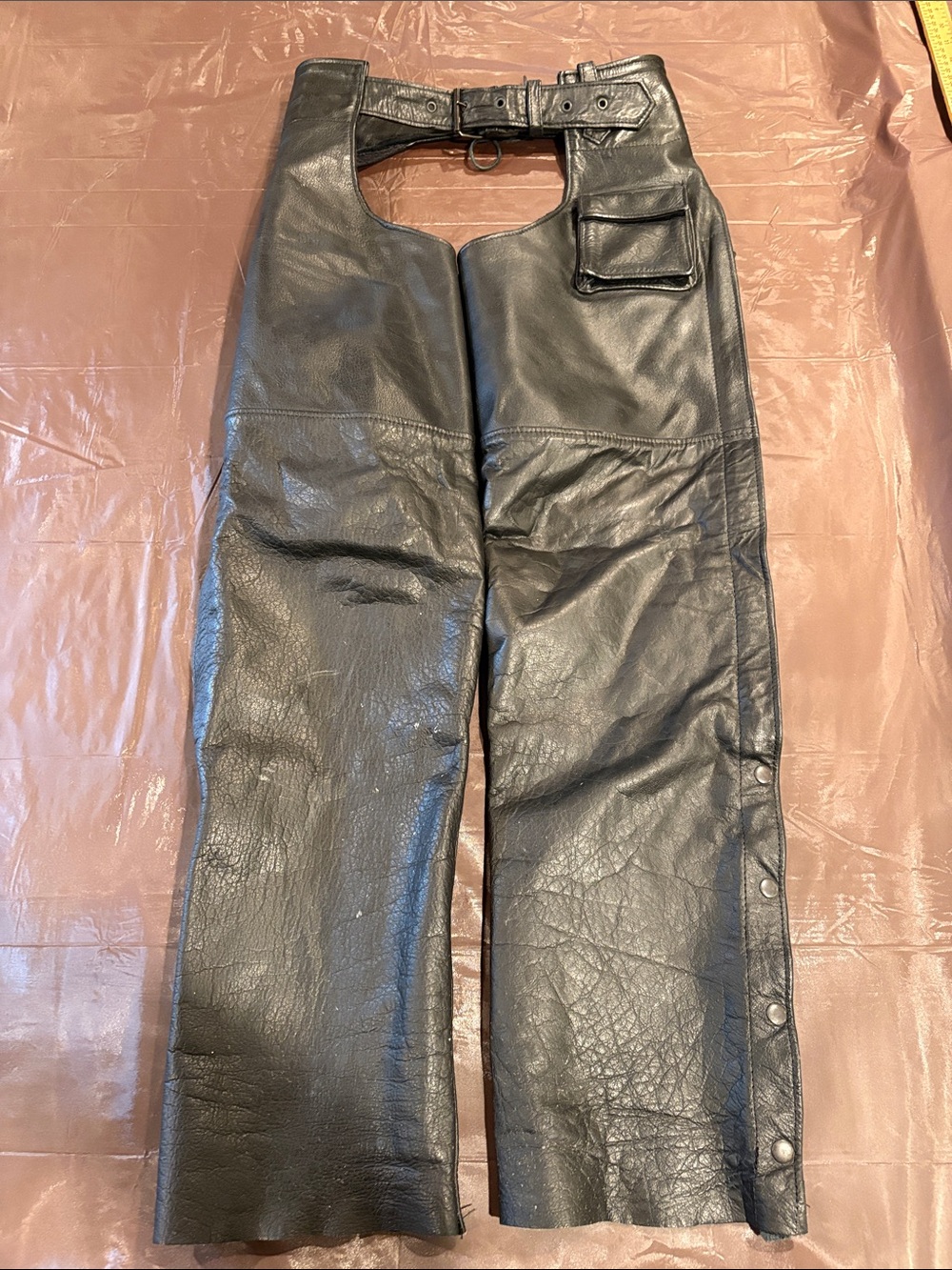 Unik Leather Motorcycle Riding Chaps Black Men's Size Medium